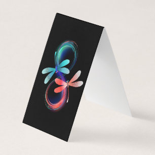 Infinity with glowing dragonflies business card