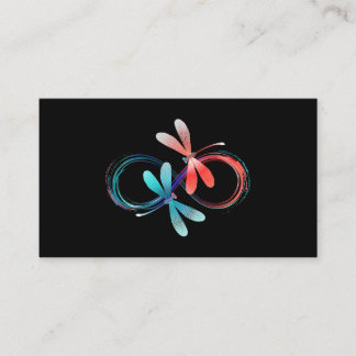 Infinity with glowing dragonflies business card