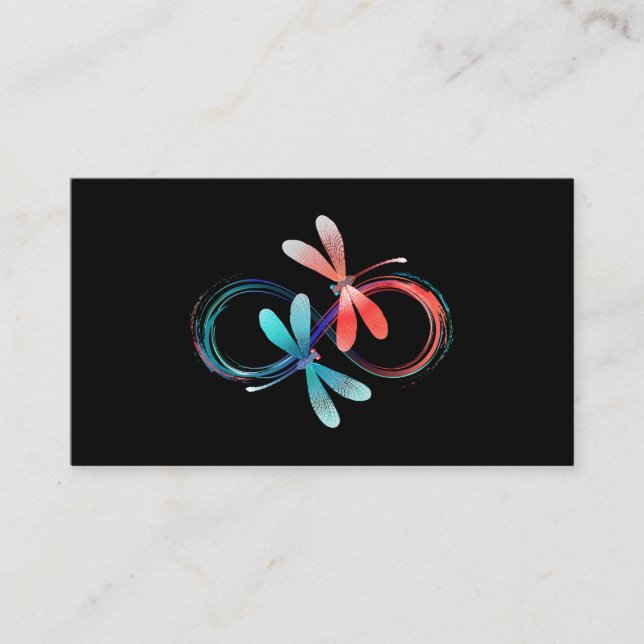 Infinity with glowing dragonflies business card (Front)