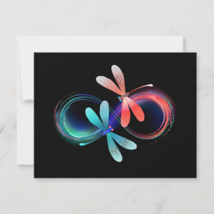 Infinity with glowing dragonflies card