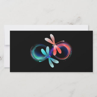 Infinity with glowing dragonflies card