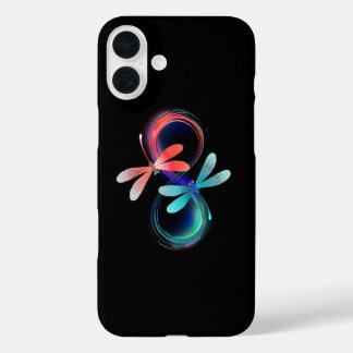 Infinity with glowing dragonflies iPhone 16 plus case