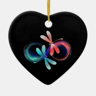 Infinity with glowing dragonflies ceramic tree decoration