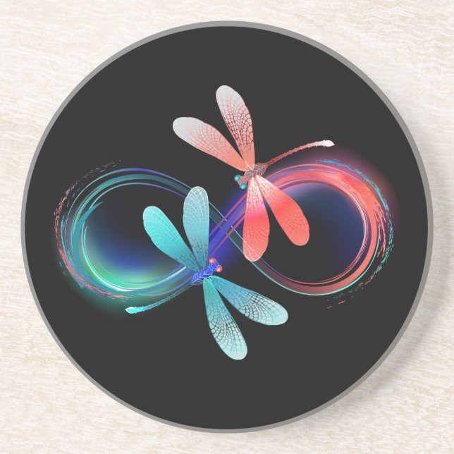 Infinity with glowing dragonflies coaster (Front)
