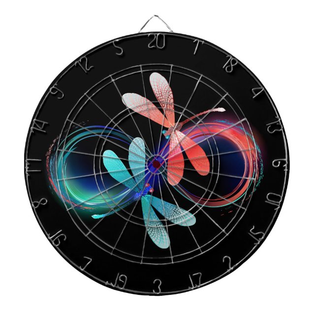 Infinity with glowing dragonflies dartboard (Front)