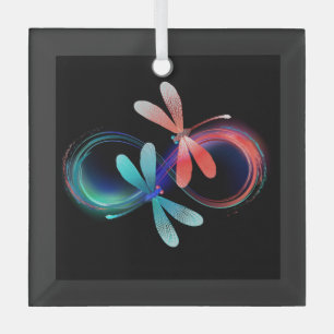 Infinity with glowing dragonflies glass tree decoration