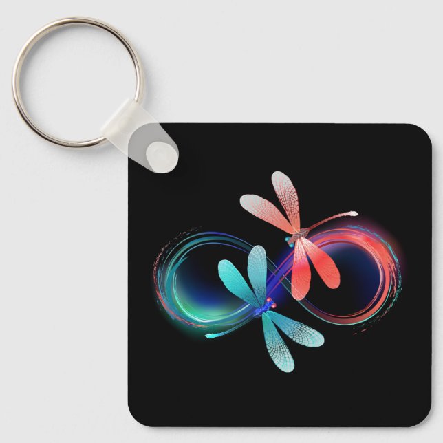 Infinity with glowing dragonflies key ring (Front)