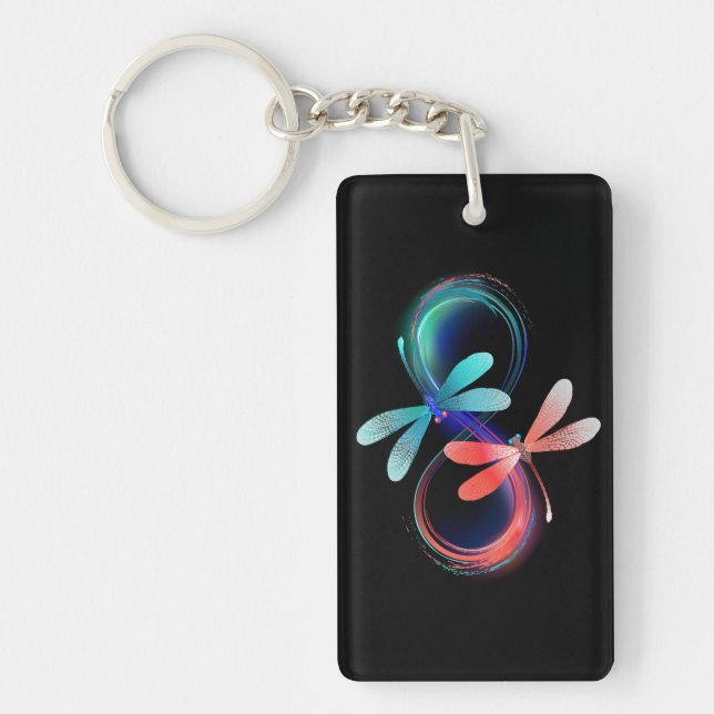 Infinity with glowing dragonflies key ring (Front)