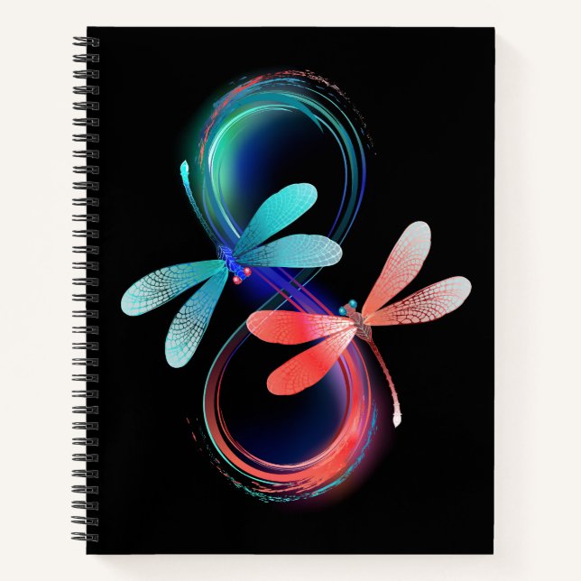 Infinity with glowing dragonflies notebook (Front)
