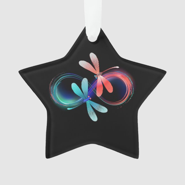 Infinity with glowing dragonflies ornament (Front)