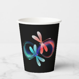 Infinity with glowing dragonflies paper cups
