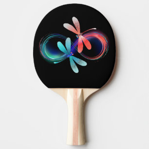 Infinity with glowing dragonflies ping pong paddle