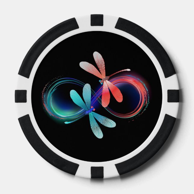 Infinity with glowing dragonflies poker chips (Front)