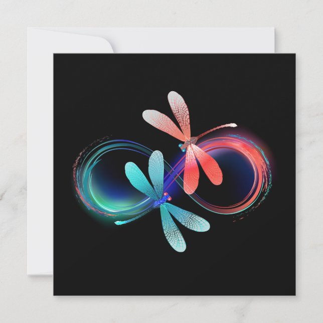Infinity with glowing dragonflies save the date (Front)