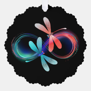 Infinity with glowing dragonflies tree decoration card
