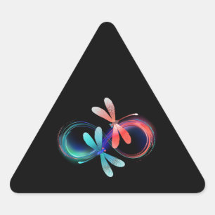Infinity with glowing dragonflies triangle sticker