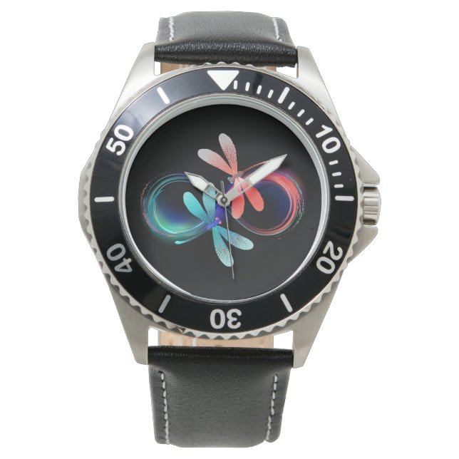 Infinity with glowing dragonflies watch (Front)