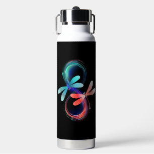 Infinity with glowing dragonflies water bottle