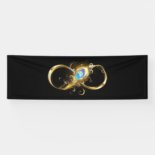Infinity with Golden Peacock Feather Banner