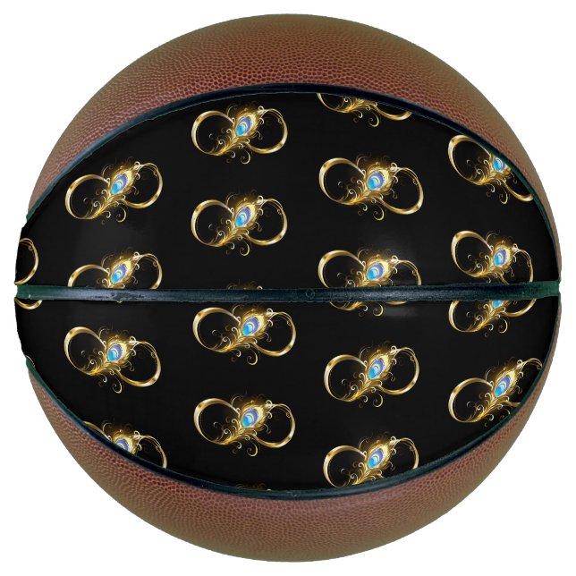 Infinity with Golden Peacock Feather Basketball (Front)