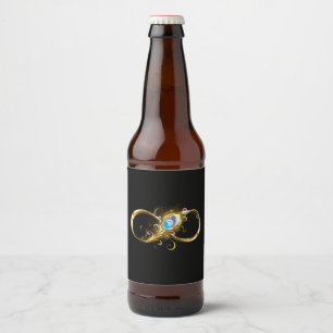 Infinity with Golden Peacock Feather Beer Bottle Label