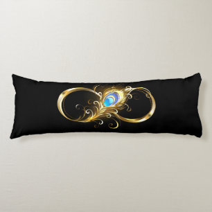 Infinity with Golden Peacock Feather Body Cushion