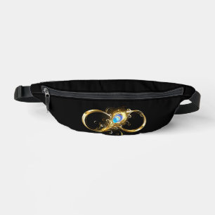Infinity with Golden Peacock Feather Bum Bags