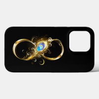 Infinity with Golden Peacock Feather