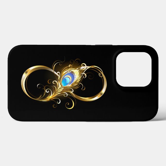 Infinity with Golden Peacock Feather Case-Mate iPhone Case (Back (Horizontal))