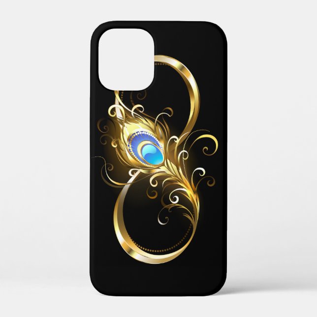 Infinity with Golden Peacock Feather Case-Mate iPhone Case (Back)