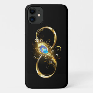 Infinity with Golden Peacock Feather Case-Mate iPhone Case