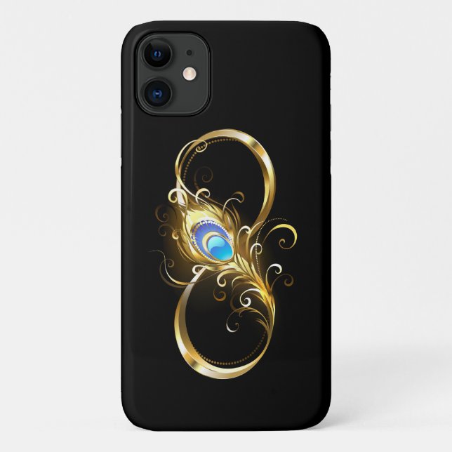 Infinity with Golden Peacock Feather Case-Mate iPhone Case (Back)