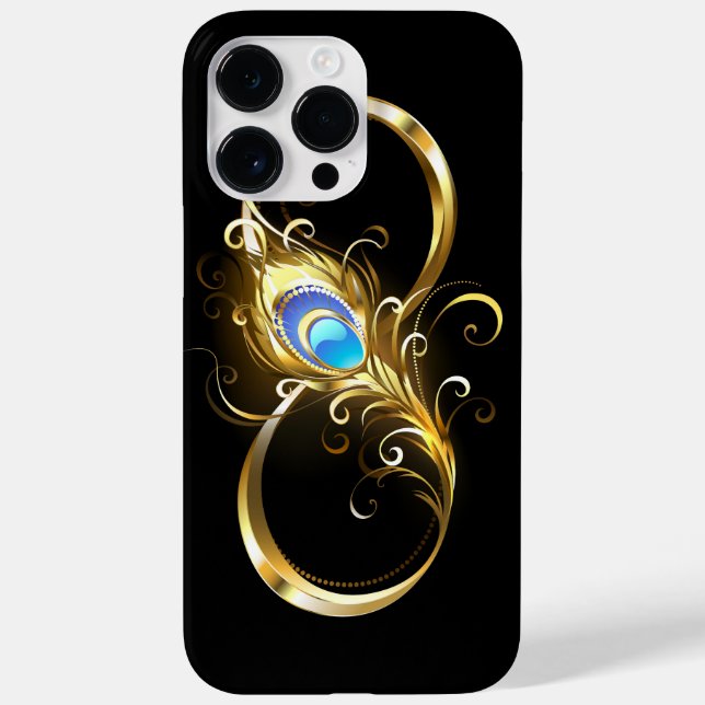 Infinity with Golden Peacock Feather Case-Mate iPhone Case (Back)