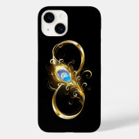 Infinity with Golden Peacock Feather