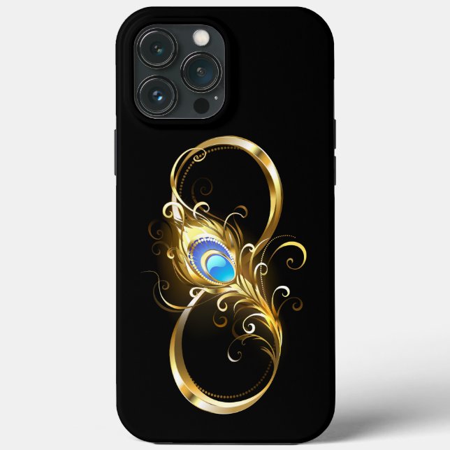Infinity with Golden Peacock Feather Case-Mate iPhone Case (Back)