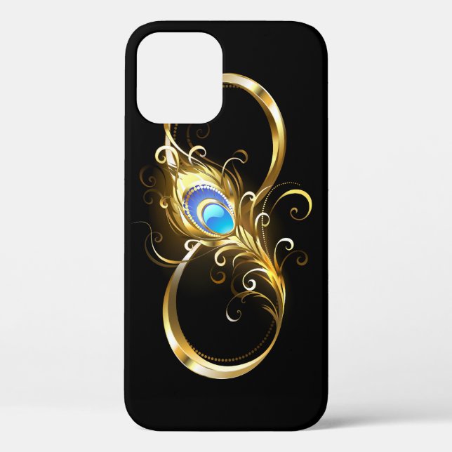 Infinity with Golden Peacock Feather Case-Mate iPhone Case (Back)