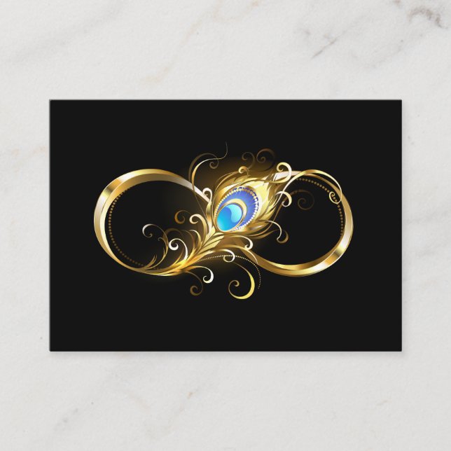 Infinity with Golden Peacock Feather Enclosure Card (Front)