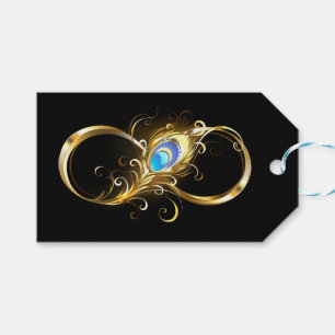 Infinity with Golden Peacock Feather Gift Tags