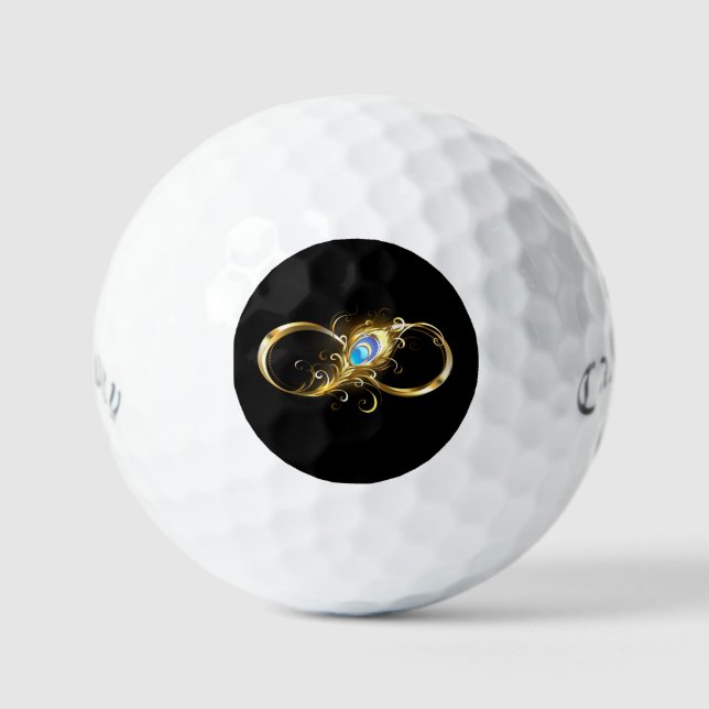 Infinity with Golden Peacock Feather Golf Balls (Front)