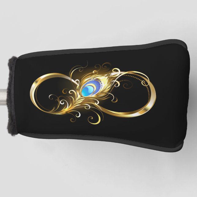 Infinity with Golden Peacock Feather Golf Head Cover (Front)