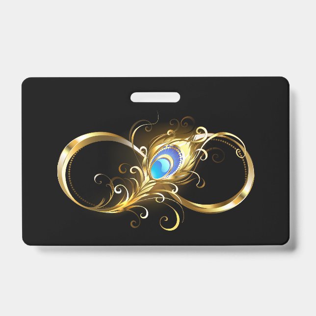 Infinity with Golden Peacock Feather ID Badge (Front)