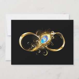 Infinity with Golden Peacock Feather Invitation