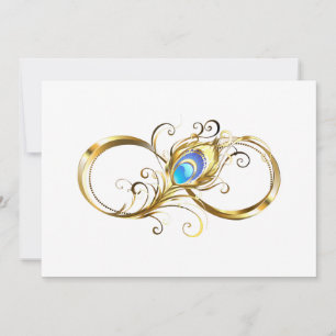 Infinity with Golden Peacock Feather Invitation
