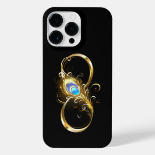 Infinity with Golden Peacock Feather iPhone 14 Pro Max Case