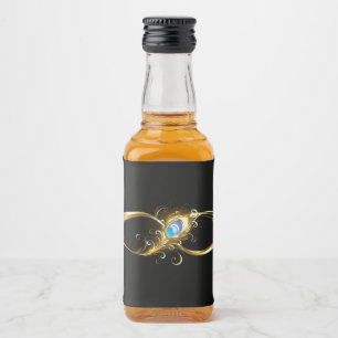 Infinity with Golden Peacock Feather Liquor Bottle Label