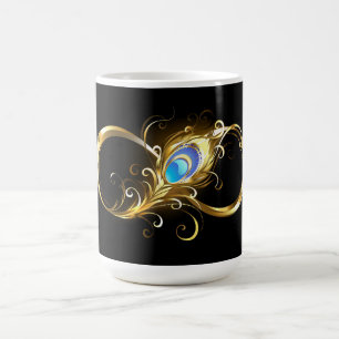 Infinity with Golden Peacock Feather Magic Mug