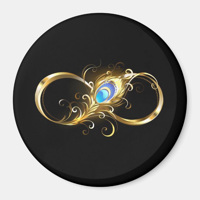 Infinity with Golden Peacock Feather Magnet (Front)