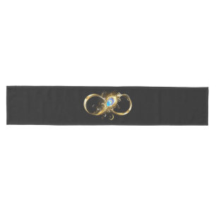 Infinity with Golden Peacock Feather Medium Table Runner