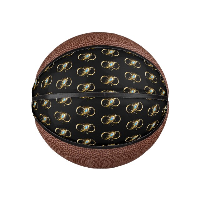 Infinity with Golden Peacock Feather Mini Basketball (Front)