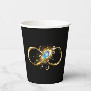 Infinity with Golden Peacock Feather Paper Cups
